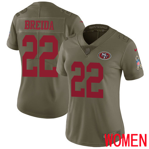 San Francisco 49ers Limited Olive Women Matt Breida NFL Jersey 22 2017 Salute to Service
